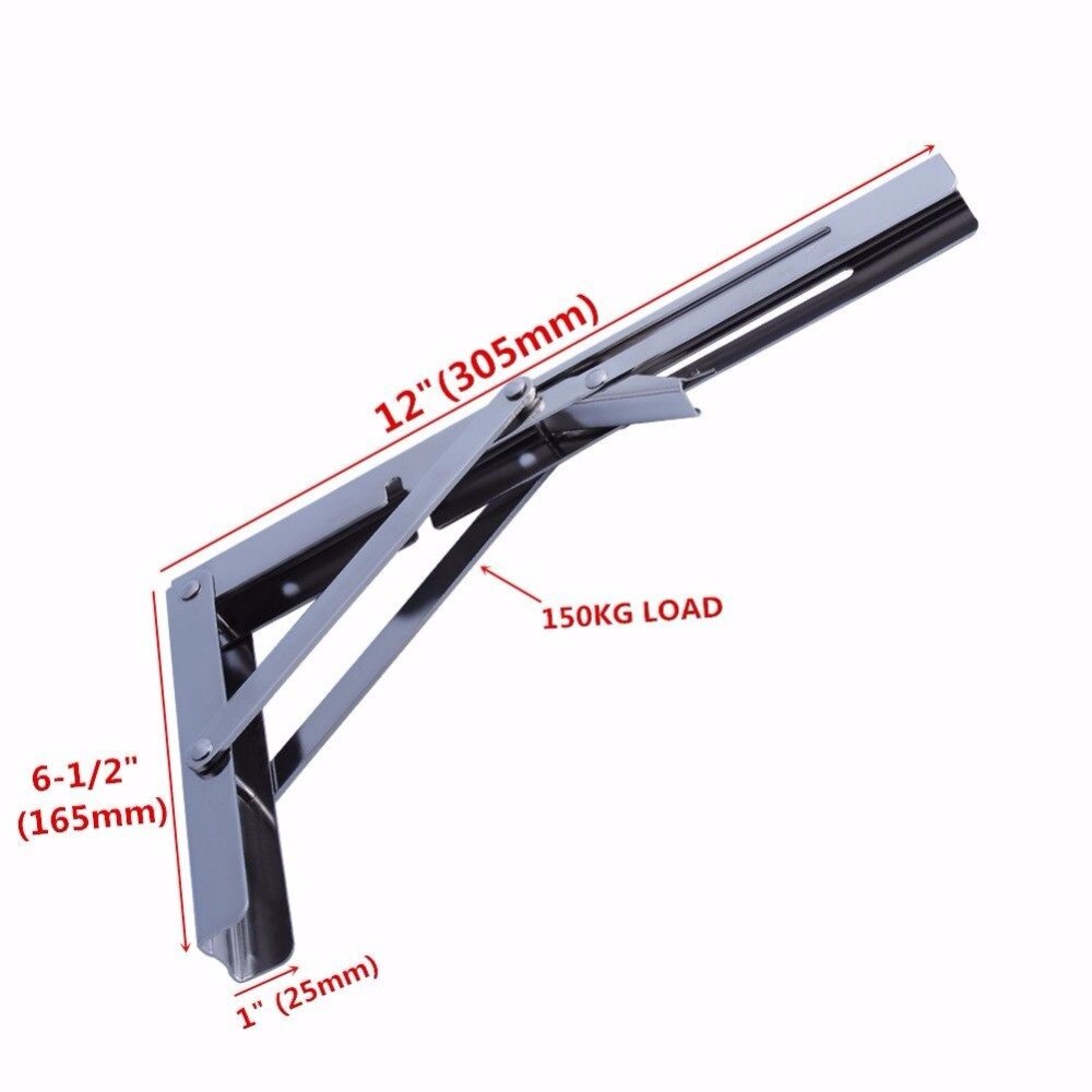 2X Heavy Duty Polished Stainless Folding Shelf Bench Table Shelf or Bracket 11"