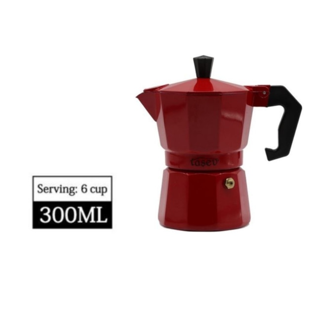 Aluminum Mocha Pot Coffee Maker Durable Moka Cafeteira Espresso Moka Coffee Pot 3 / 6 cup Red Blue Silver Rose: Red 6 cup