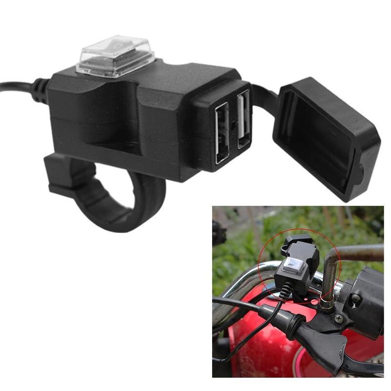 Dual Usb-poort 12V Waterdicht Motorfiets Stuur Charger 5V 1A/2.1A Adapter Universele Motor Usb Lading voor Telefoon