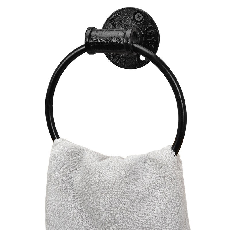 Zwarte Handdoek ring, handdoekenrek, Europese wc, circulaire handdoek opknoping ring, antieke badkamer accessoires