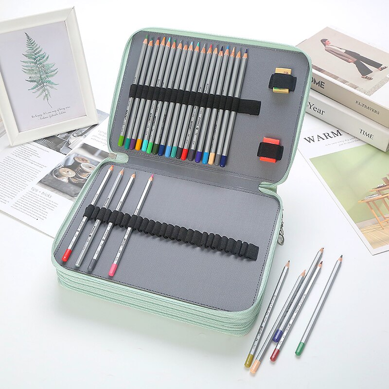 200 Slot Etui School Penal Voor Meisje Jongen Pencilcase Grote Capaciteit Pen Box Briefpapier Tas Kit Grote Pencilfolder Pouch gaten