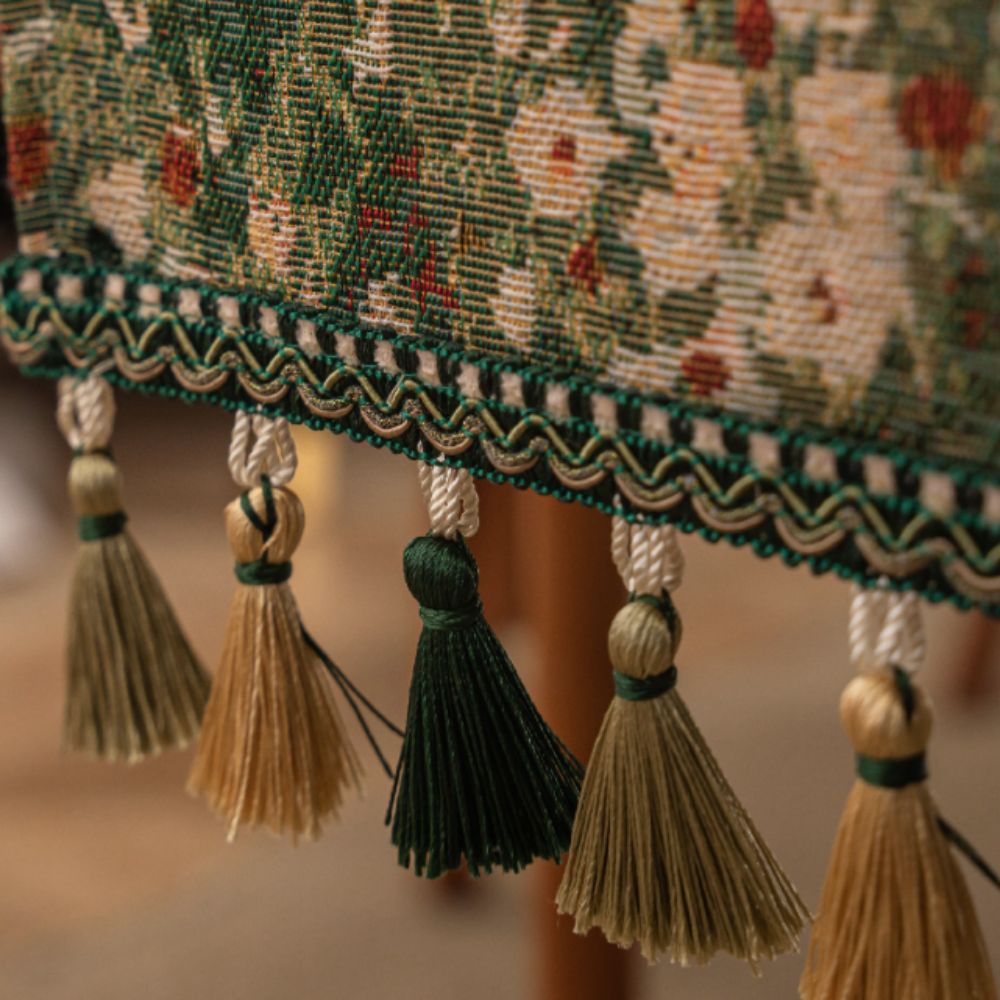 Heminredning vintage jacquard bordslöpare blommönster med tofsduk förtjockad bordsduk middagsfest