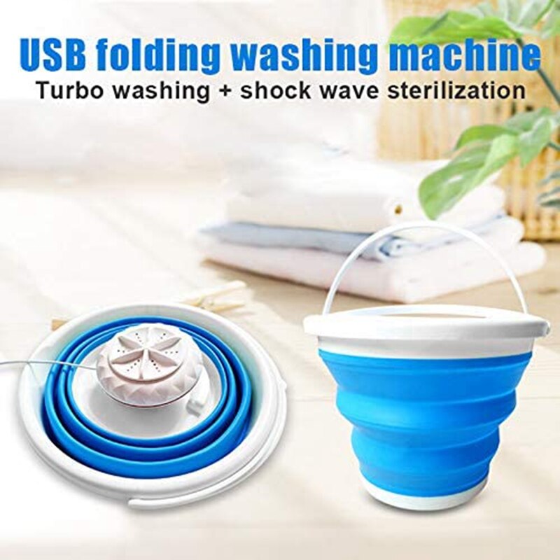 USB Folding Wash Machine 5V Portable Washing Bucket Cleaning Ultrasonic Mini Washer for Travel Camping