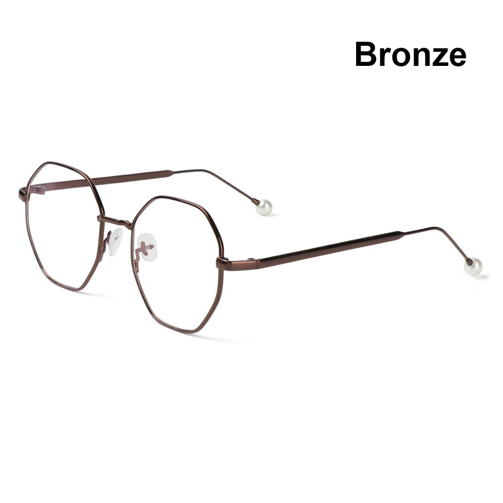 1pc Metal Anti-Blue Light Glasses Unisex Ultralight Round Metal Frame Computer Glasses Blocking Eyeglasses Flat Mirror Eyewear: 15
