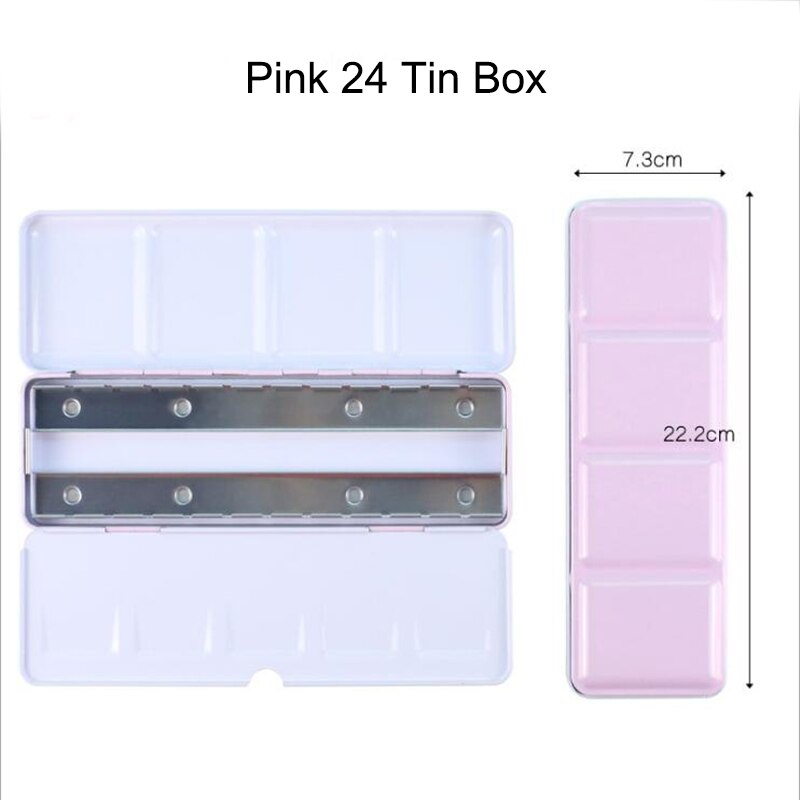 Aquarel Gouache Verf Blikken Doos Palet Schilderen Opslag Verf Lade Palet Verf Doos: pink 24 tin