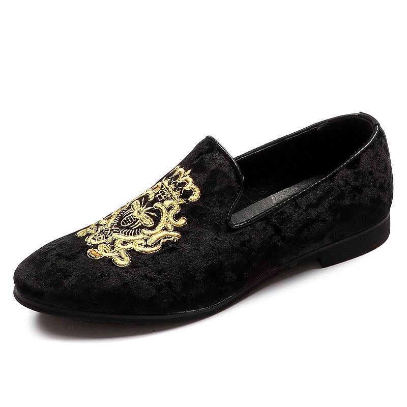 Mænds kongeblå broderi fløjl sko lejligheder oxfords brudekjole galla aften fodtøj til gentleman: 2 / 6.5