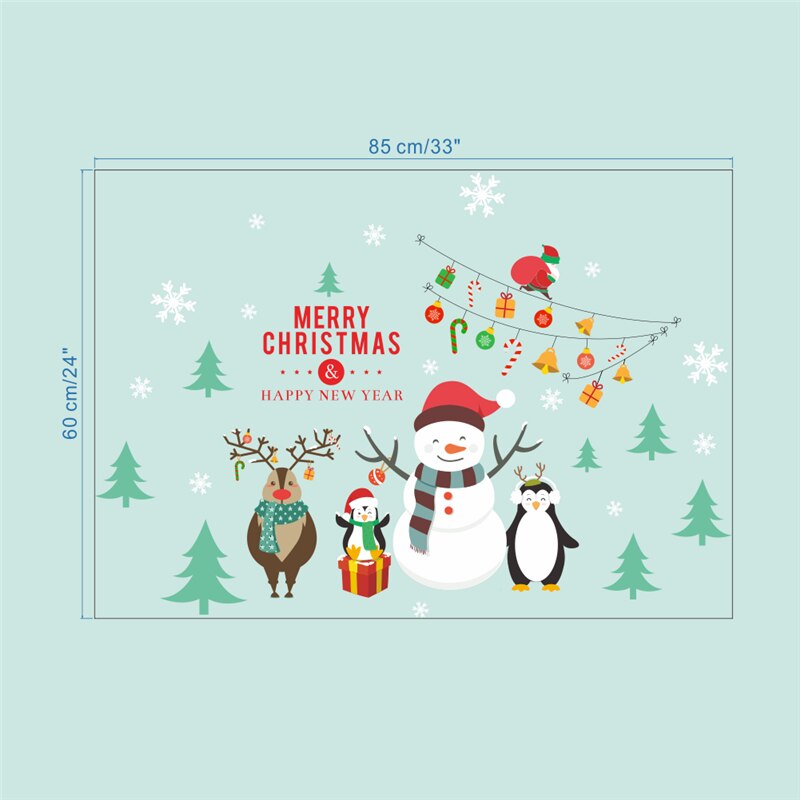 merry christmas tree santa claus wall stickers for kids rooms window home decor happy year wall decals pvc wallpaper: Xmas112