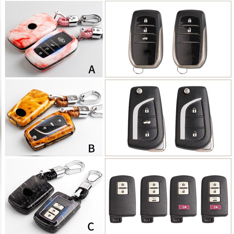 ABS Stone printed Car Key Case For Toyota C-HR CHR Camry corolla Vios RAV4 YARIS Levin Crown Remote smart key bag