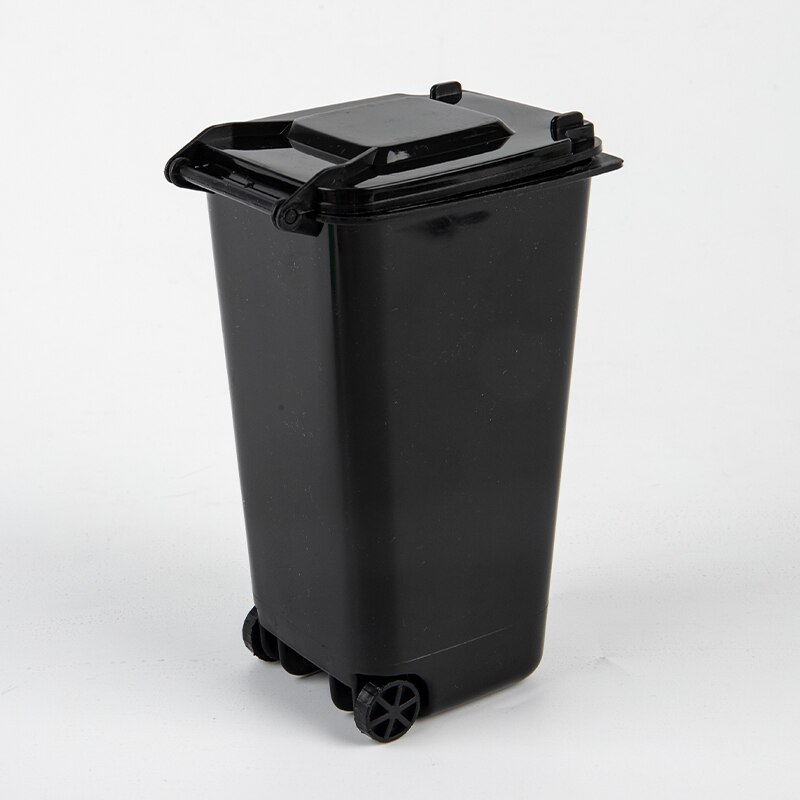 Mini Desktop Trash Can Plastic Waste Bins With Lid Household Clean Trash Desk: Black