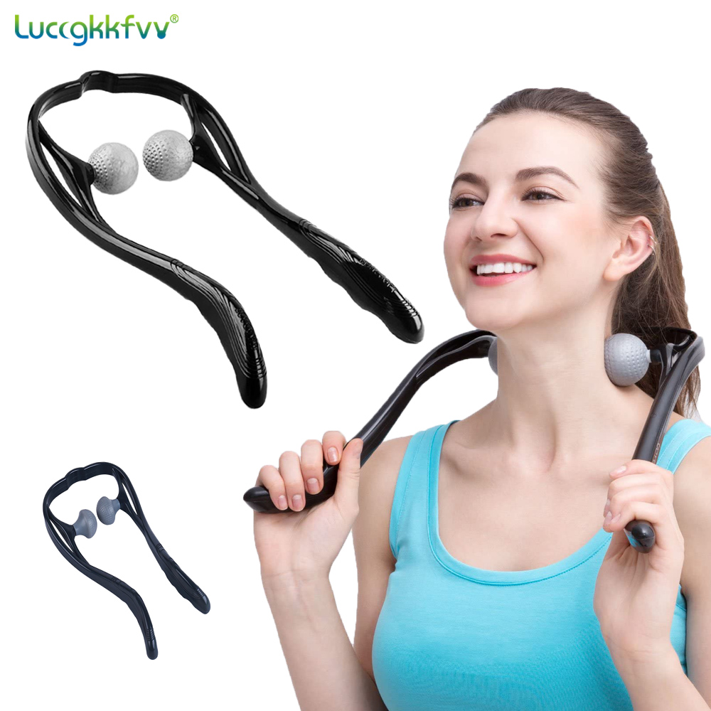 Neck Massager Shiatsu Deep Tissue Dual Trigger Point Shoulder Massager,Ergonomic Handle ,Lightweight &amp; Portable