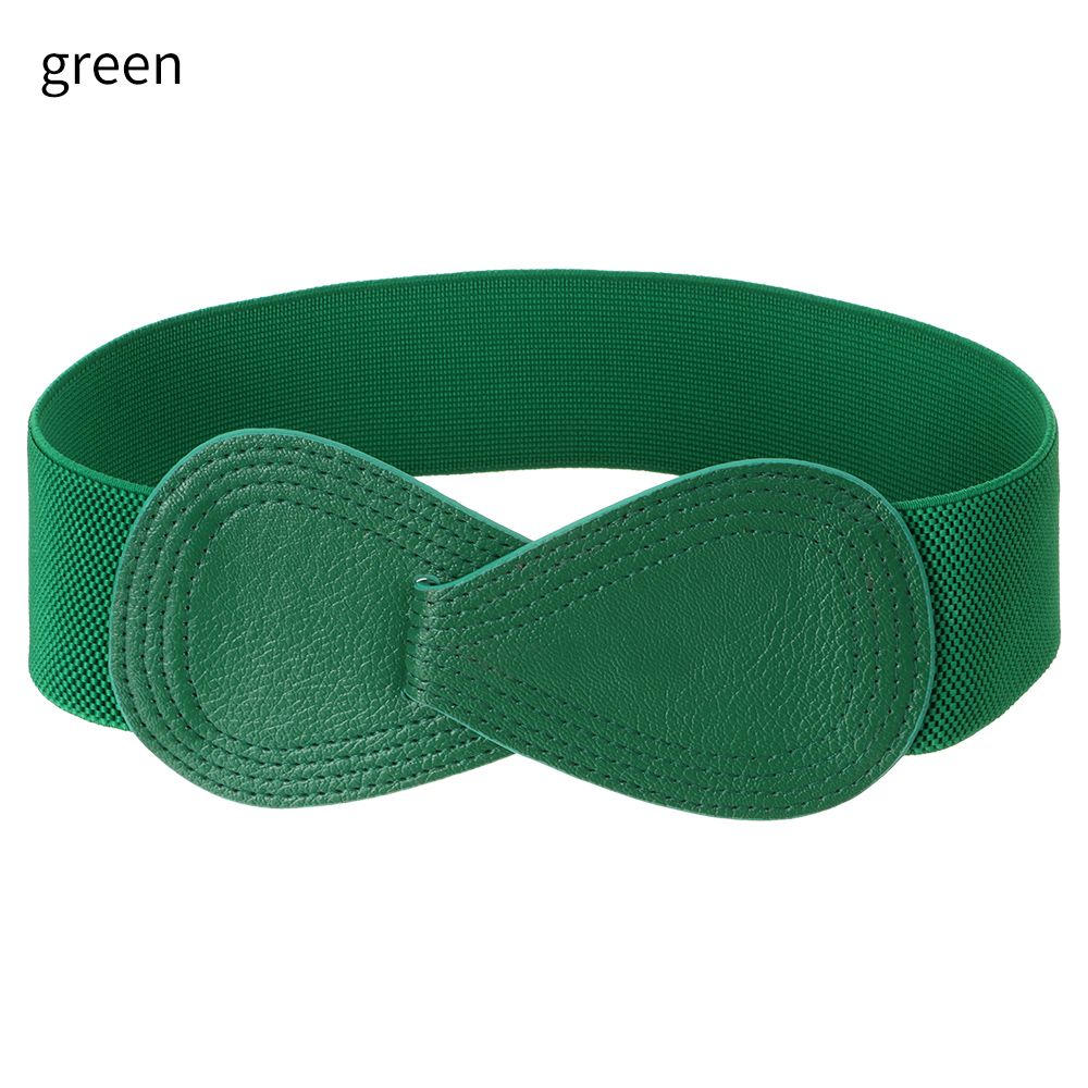 Women Stretch Waistband Bow Waistband Elastic Wide Hook Belt Dress Coat Clothing Decoration Belt: Red