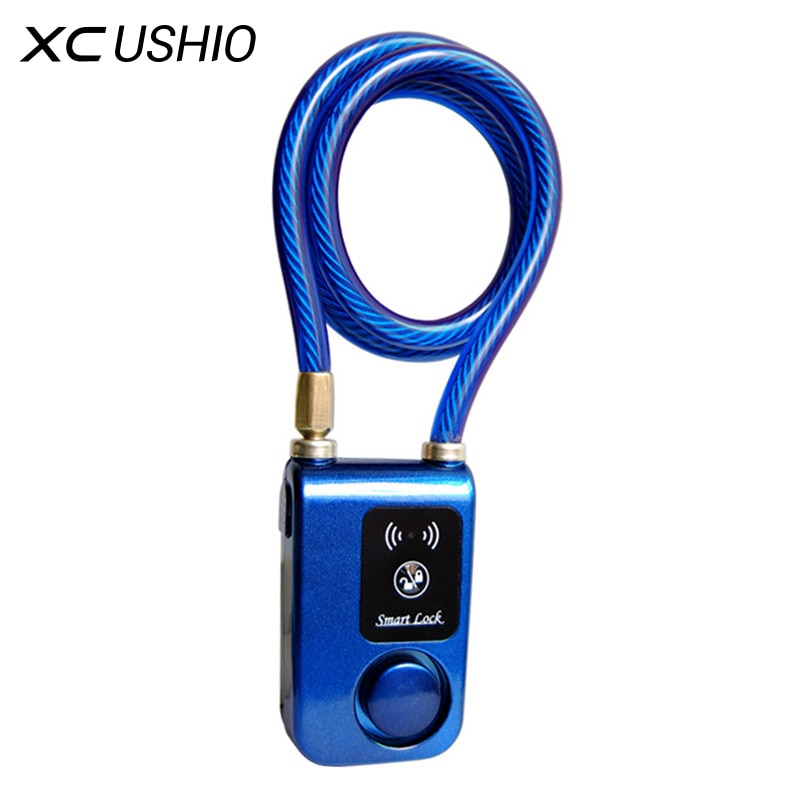 Super intelligent telefon app kontrol smart alarm bluetooth lås vandtæt 110db alarm cykellås udendørs tyverialås