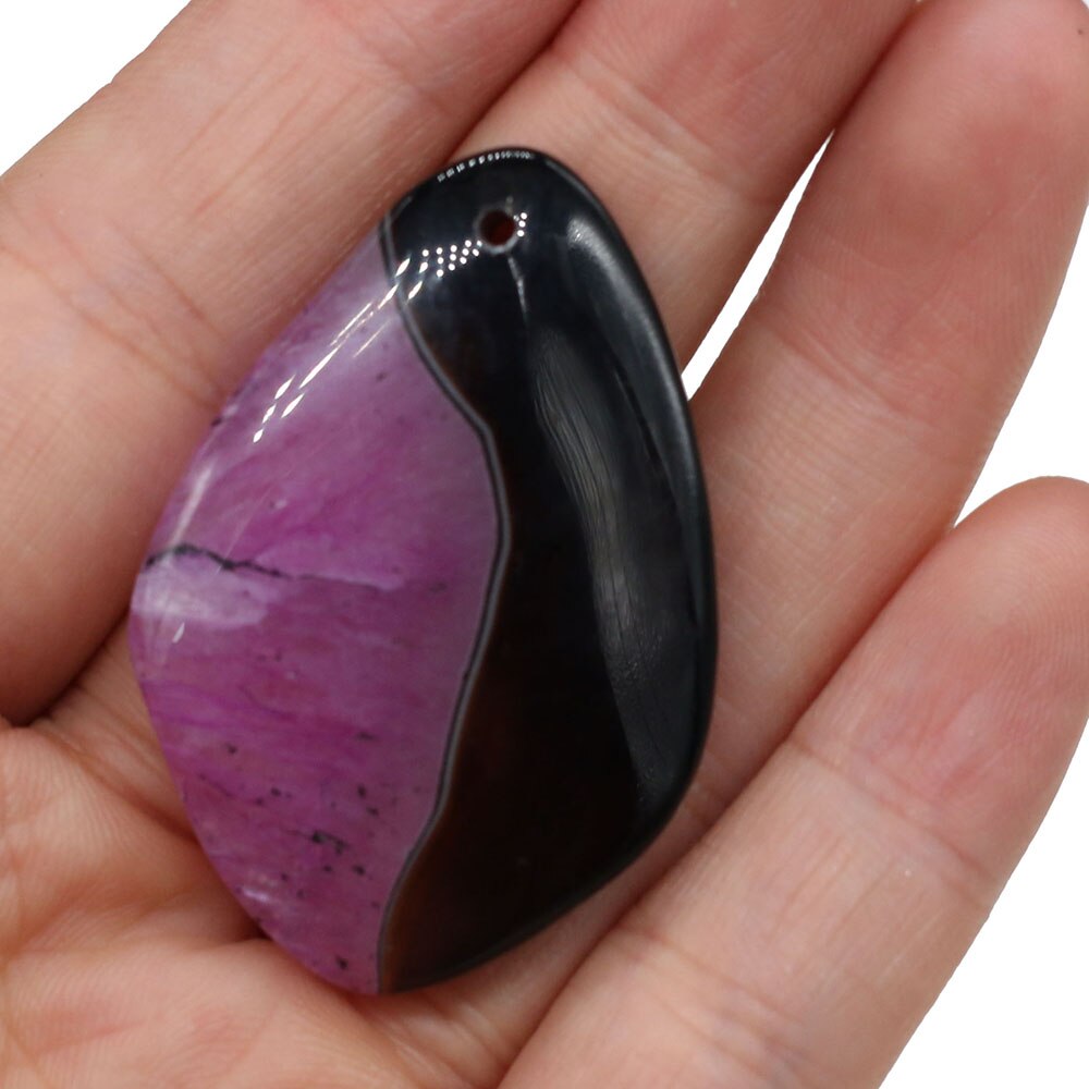 Natural Two-tone Agates Pendants Charms Stone Rhombus Shape Pendants DIY for Necklace or Jewelry Making Size 30x45mm