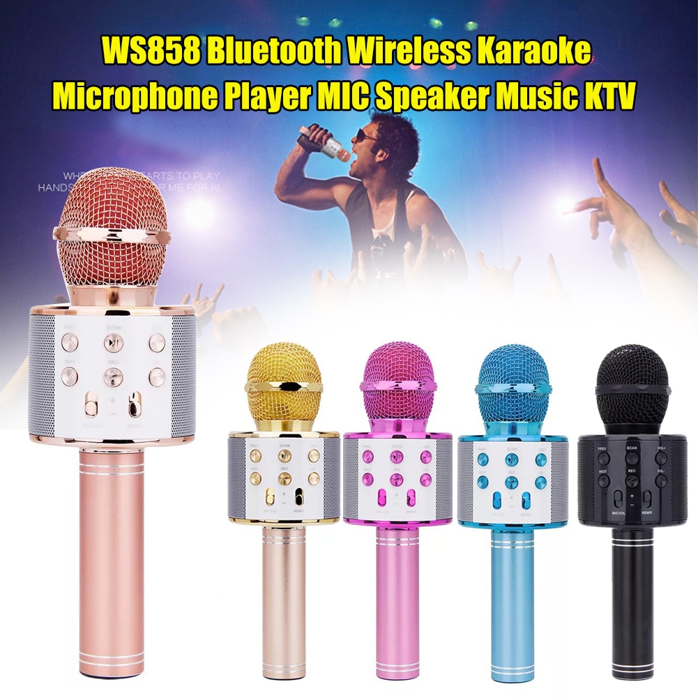 Bluetooth-compatible Wireless Speaker Handheld Microphone Karaoke Mic Music Player Singing Recorder KTV Microphone