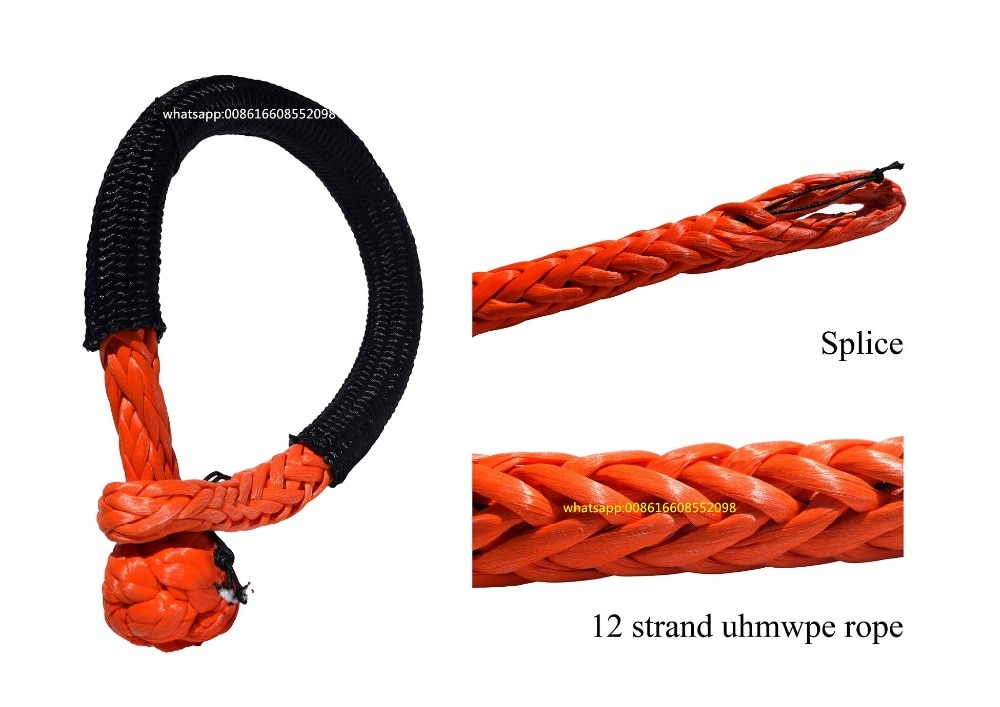 1/2 tums orange atv-vinschschackel, mjuka schacklar ,12mm*125mm sk -75 syntetiska schacklar, uhmwpe bygel för segelbåtar