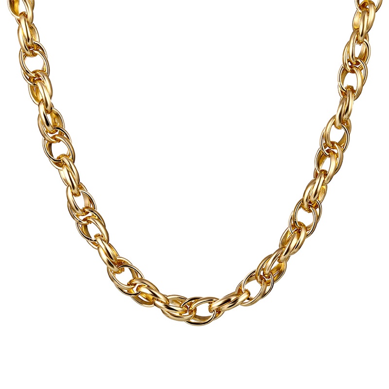 SIMPLE GOLD LINK CHOKER NECKLACE CHARM CUBAN CHOKER: ZP1262