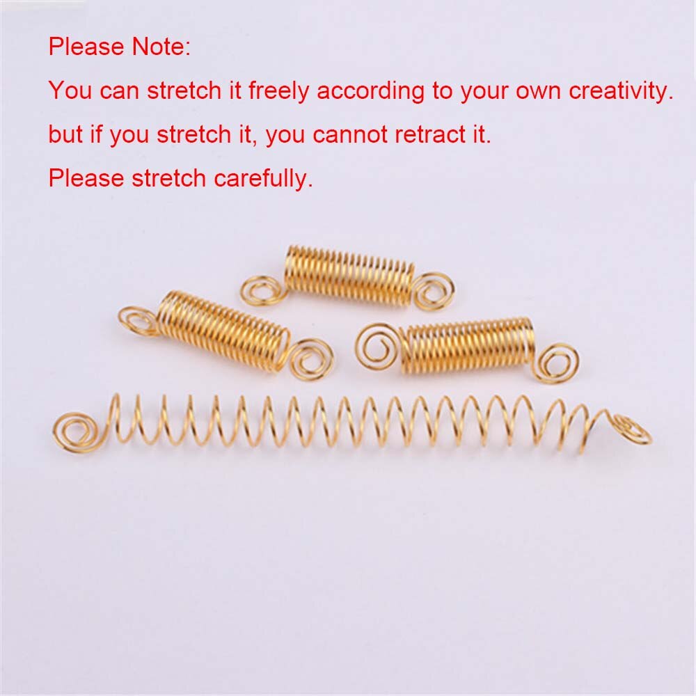 50PCS 10mm Hair Rings Braid Dreadlock Beads Stretch Spiral Shape Hair Cuffs Clips Tube For Braid Hairstyling Accessories Gold