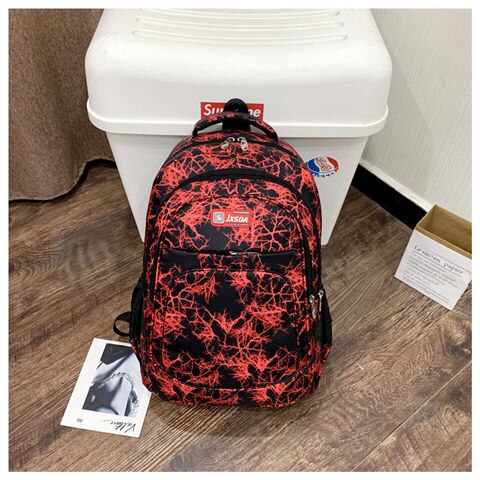 Nylon Rugzak Vrouwen School Rugzak Voor Tiener Meisjes Mode Luipaard Backbag Jeugd: Rood