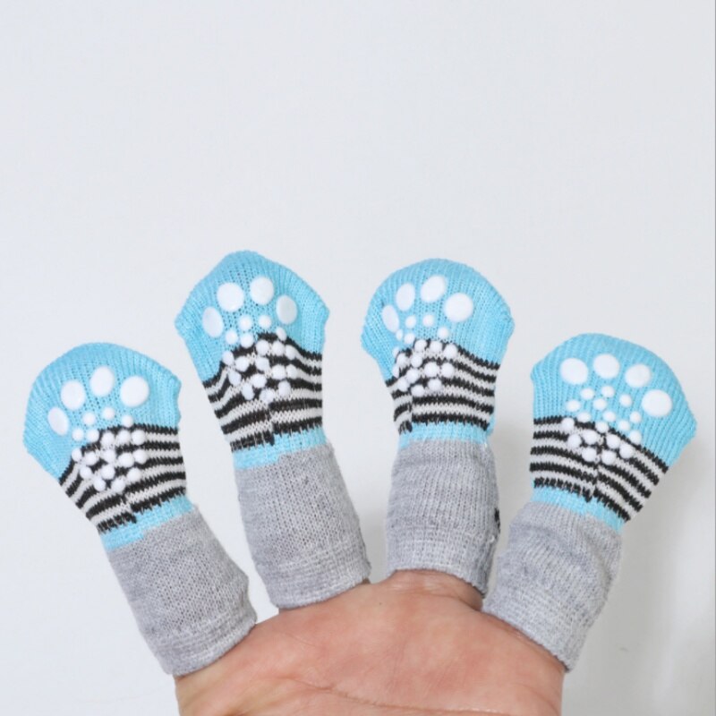Mooie 4 Stuks Huisdieren Honden Sokken Poten Printing Puppy Honden Pet Knits Sokken Anti Slip Skid Bottom Kat Sokken 3 kleur selectie