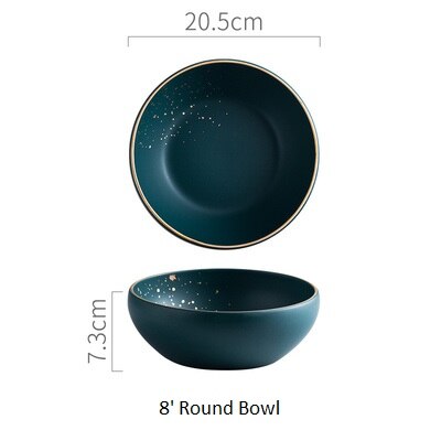 High Retro Green dinner plates set Nordic Ceramic Tableware Set Dinnerware Set Bowl Plate Soup Bowl Set Modern Style: 20 round bowl
