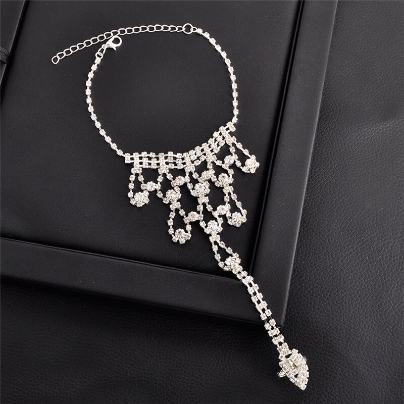 Bridal Crystal Foot Toe Anklet Bracelet Beach Barefoot Sandals Ankle Jewelry Accessory Women Summer Beach Jewelry