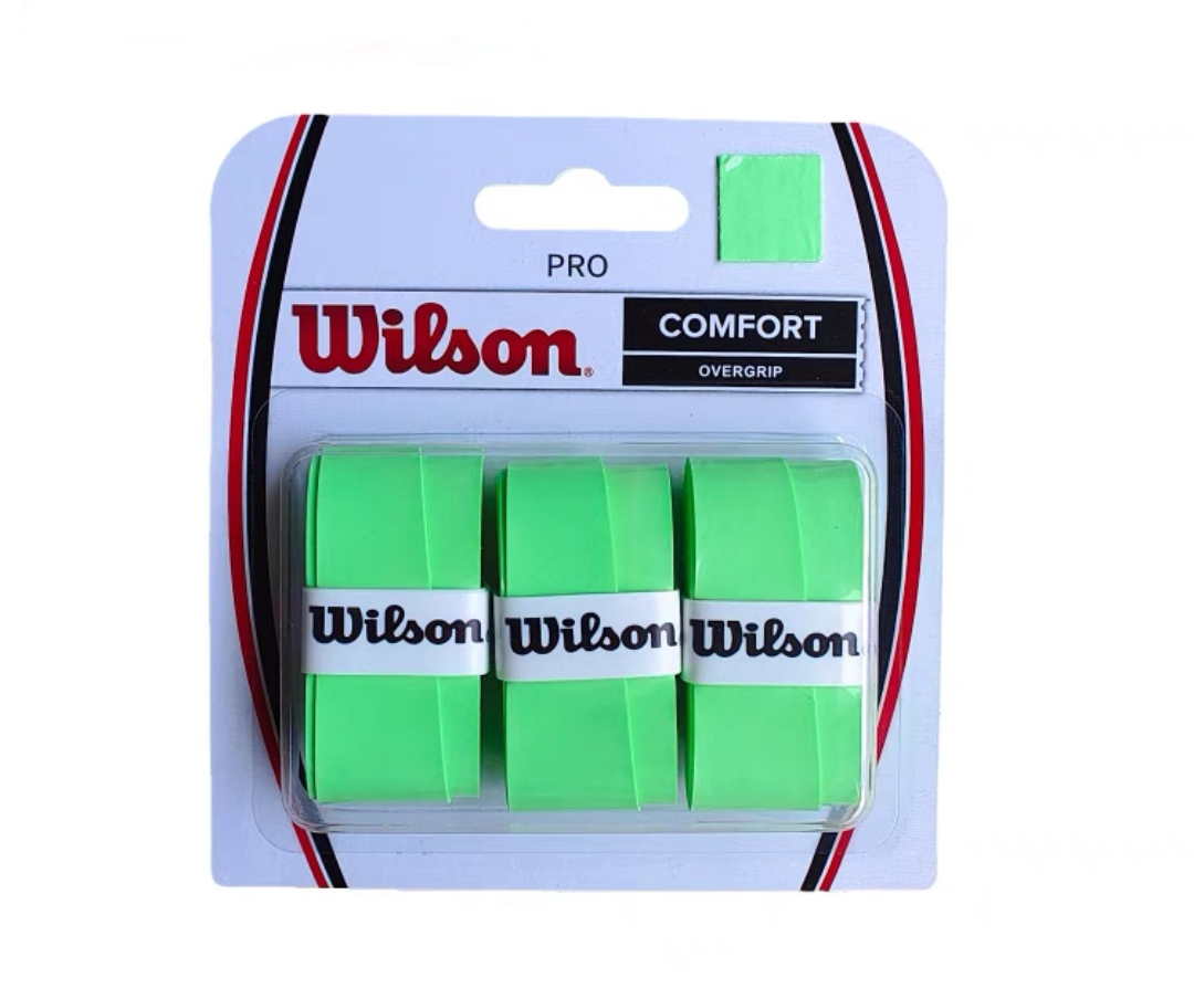 Original Wilson tenis Overgrip bádminton pegajoso antideslizante raqueta mano pegamento bádminton tenis playa raqueta banda para el sudor 3 uds: Verde