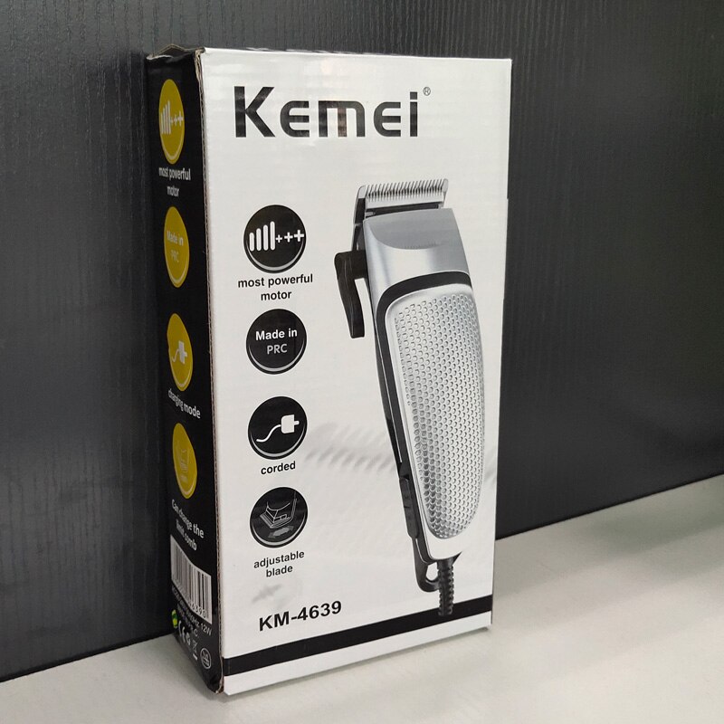 Kemei Professionele Kapper Tondeuse Krachtige Elektrische Snoer Tondeuse Mannen Huishoudelijke Lage Noise Haircut Salon Tool D40: with box