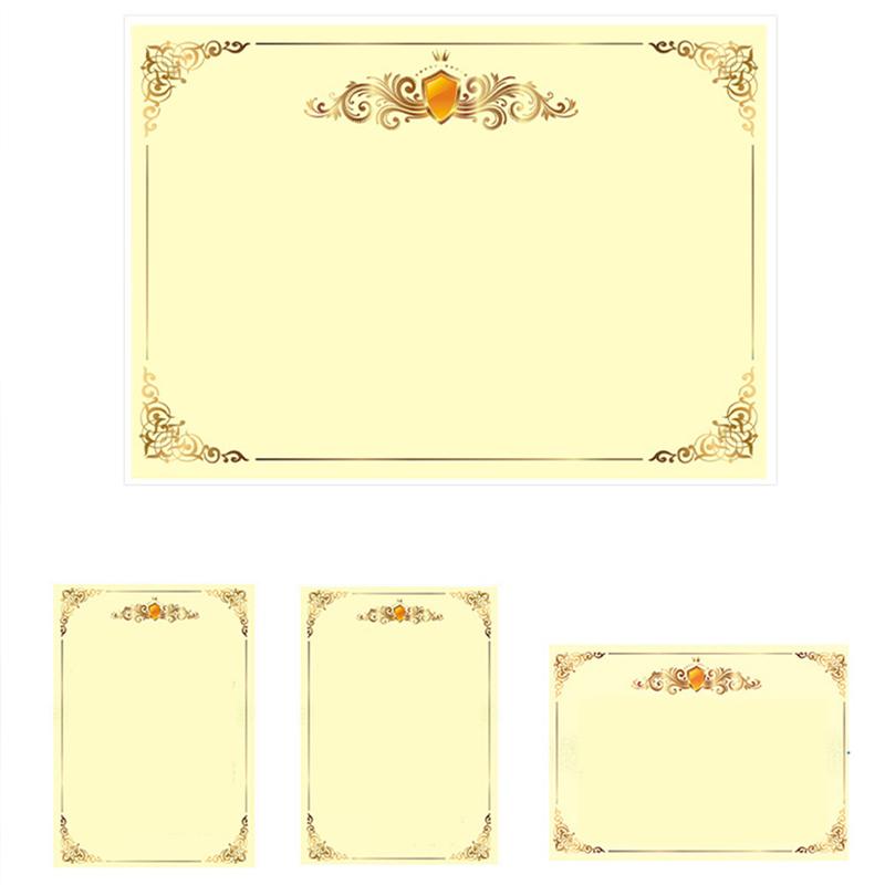 100 Pcs A4 21x29CM Blank Metallic Gold Border Certificate Paper