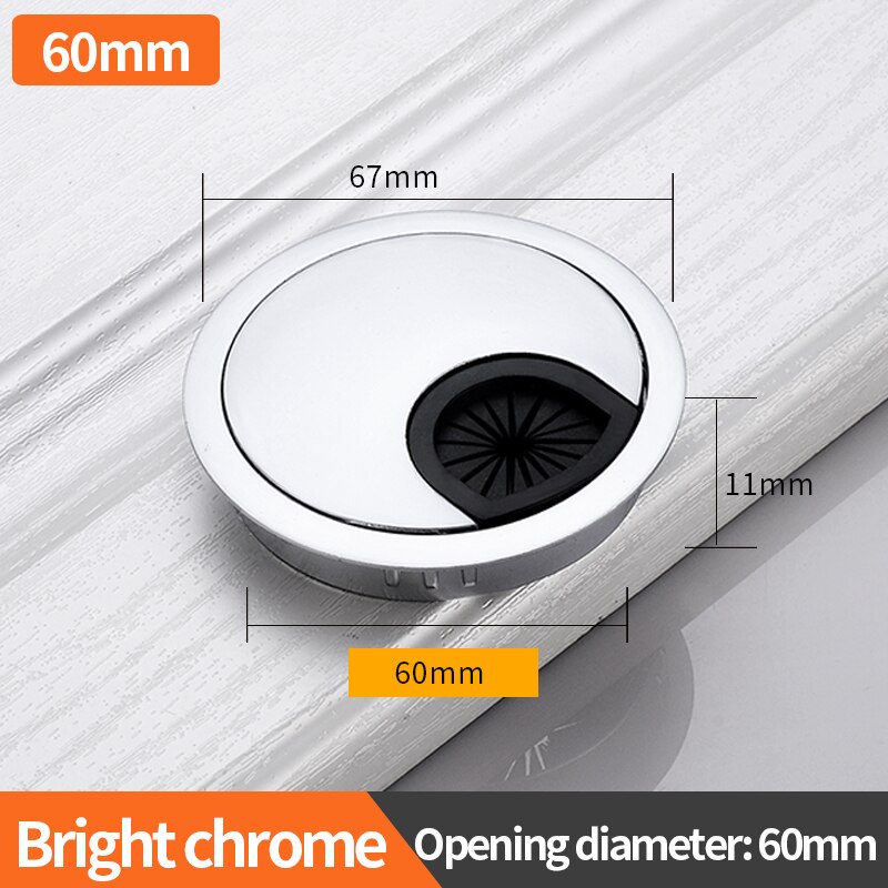 JZPENG Zinc Alloy Round Table Hole Cover Wire Outlet Port Computer PC Desktop Cable Sleeve60MM Wire Frame: Gray