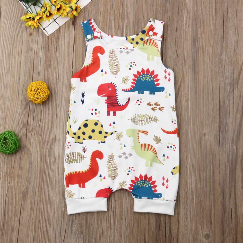 0-24M Zomer Pasgeboren Baby Jongen Meisje Kleding Leuke Dinosaurussen Print Mouwloze Romper Jumpsuit Een Stuk Outfit sunsuit