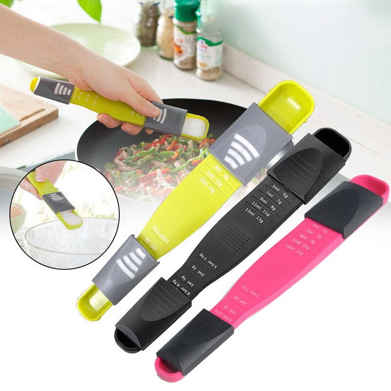 Adjustable Teaspoon Double Measuring Spoon Kitchen Gadget Tools Kitchen Baking Accessories Scale Plastic Baking Spoon