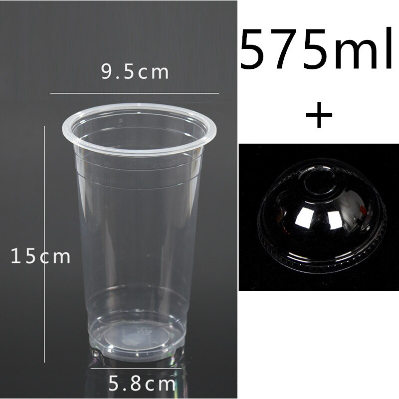 50 Stuks 95Mm Kaliber Transparante Wegwerp Glazen 400Ml Plastic Bekers Voor Drinken Party Gunsten Melk Thee cup Met Deksel: cup and lid2 / 400ml 50pcs