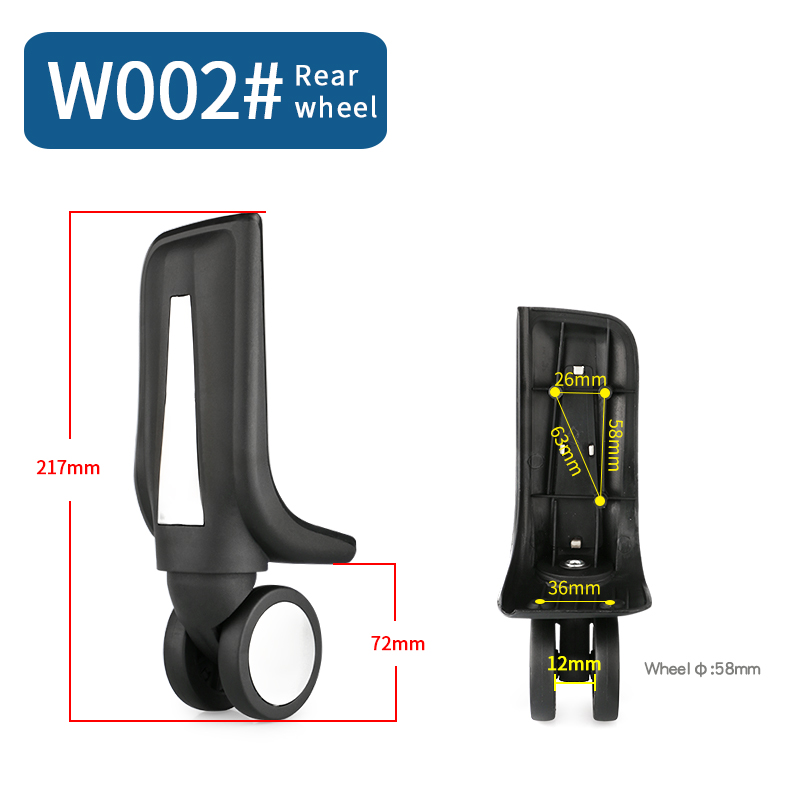 Voor- en achterwielen trolley universele wielkast bagage koffer wieltjes stoffen doos vervangende accessoires wielen: W002(2 wielen)achter