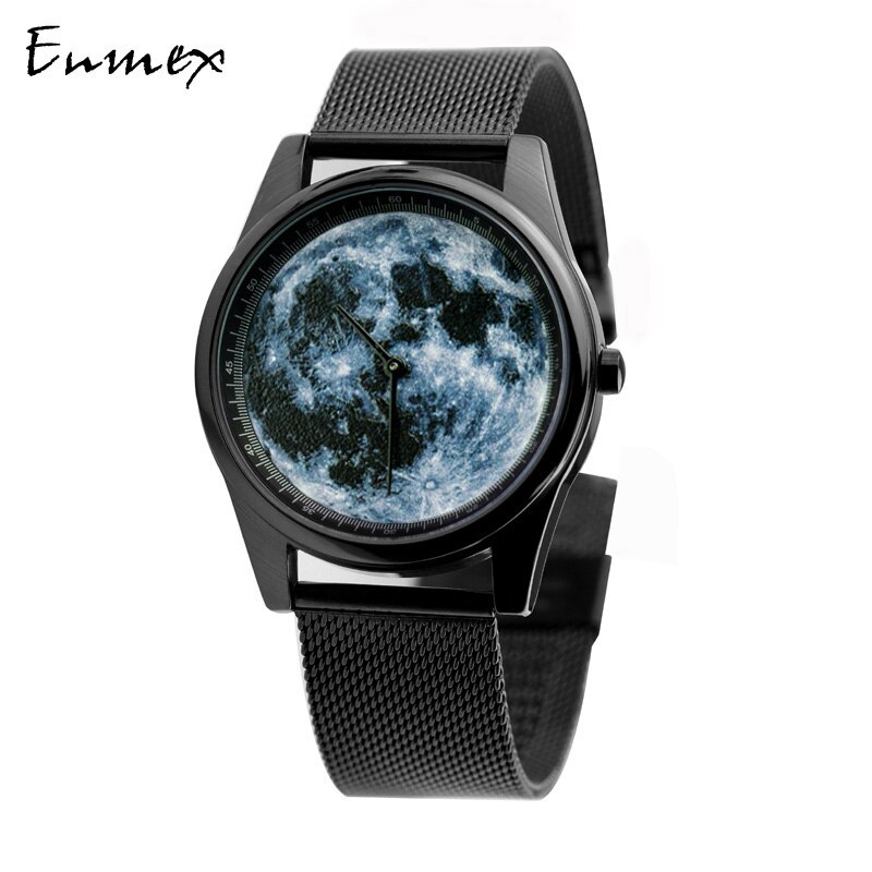 Enmex – montre-bracelet 3D mooncape pour hommes, , neutre, cool, à la , horloge à quartz: steel