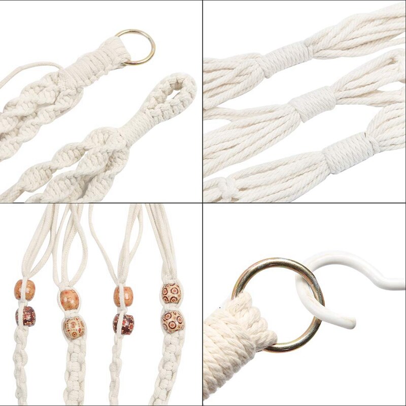 ELEG-5-Pack Macrame Plant Hangers, Different Tiers, Handmade Cotton Rope Hanging Planters Set Flower Pots Holder Stand, For Indo