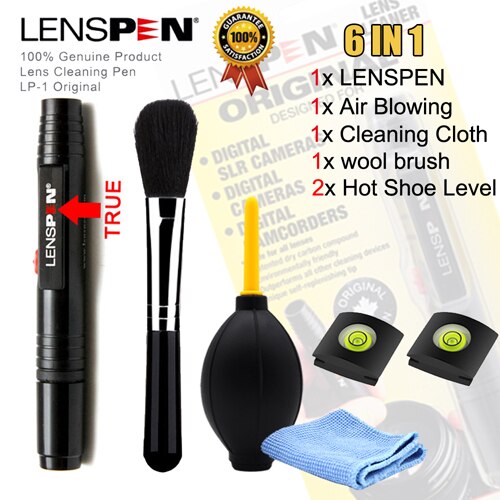 LENSPEN caméra Kit de nettoyage costume lentille stylo poussière nettoyant brosse Air souffleur lingettes propre chiffon kit pour Gopro Canon Nikon DSLR DVR stylo: LENSPEN-LP-1 6IN1