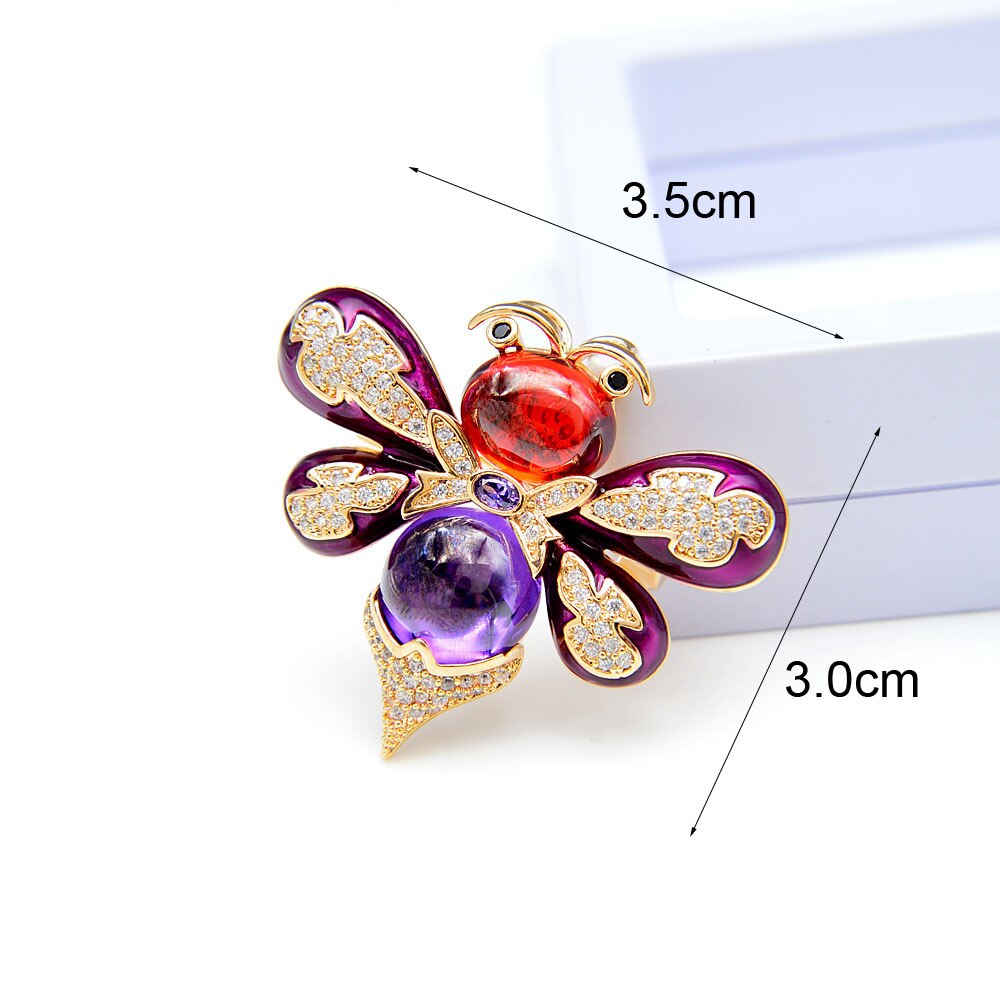 CINDY XIANG Coloful Crystal Bee Brooches for Women Small Cute Insect Honeybee Cubic Zirconia Brooch 2 Colors Available