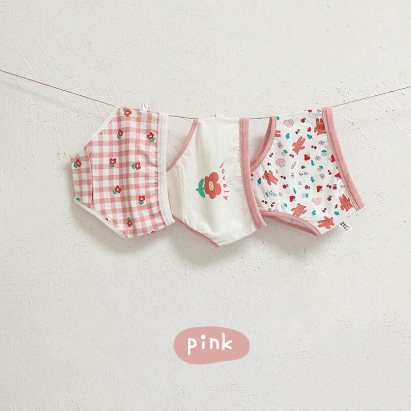 3 Stks/partij Kinderen Kids Ondergoed Vrouwelijke Cartoon Bear Gedrukt Baby Meisjes Ondergoed Boxer Briefs Slipje Meisjes Boxer: C / 3T