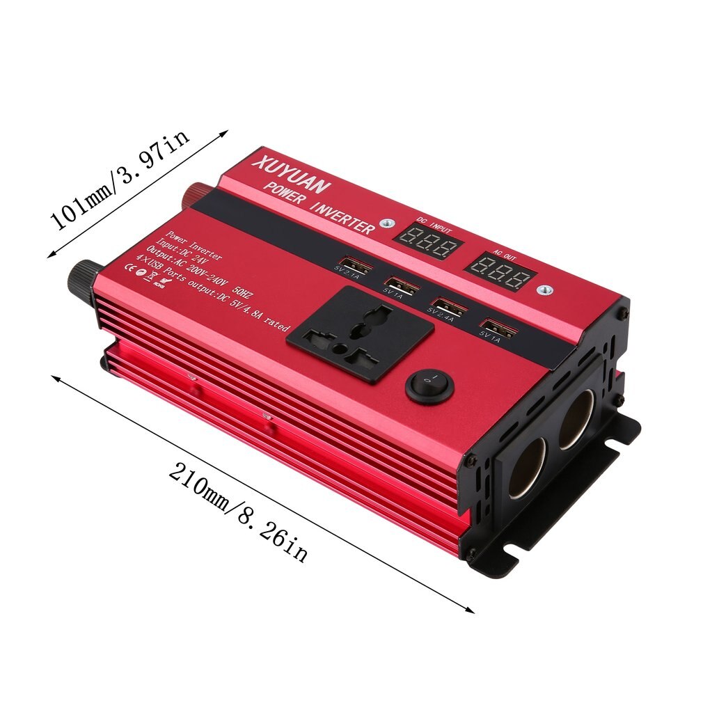 Profissional 3000 w inversor de energia solar dc 24 v para ac 220 v display led conversor de onda senoidal do carro para eletrodomésticos