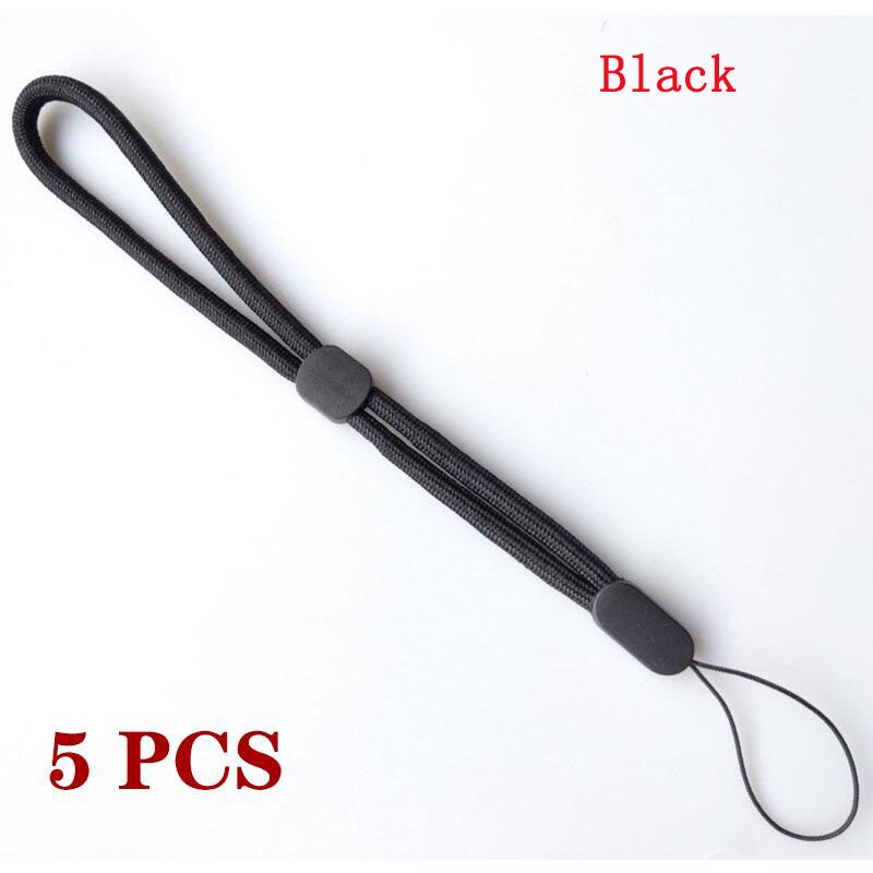 1-5 PCS 17 Cm Einstellbare Hand Handgelenk Lanyard Gurt String Für Handy Schlüssel Schlüsselanhänger USB-Sticks U Disk Kamera AirPods: 5 pcs Black