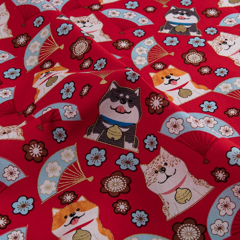 Tecido para cães de algodão shiba inu impressão tecido para costura vestido e sacos diy material caseiro vários tamanhos S33-TJ1027