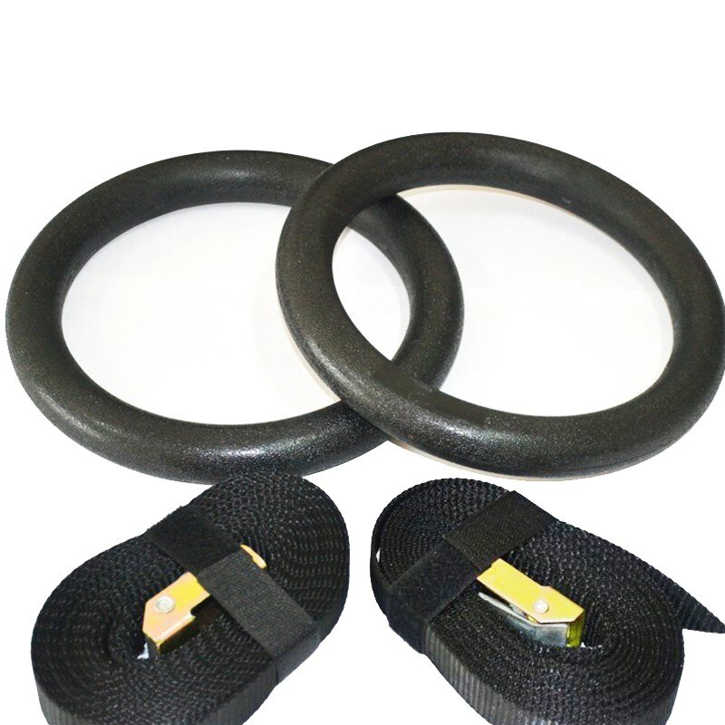 ABS Gymnastic Rings Exercise Rings Fitness Crossfit Home Gym Muscle Training Fitness Equipment: black
