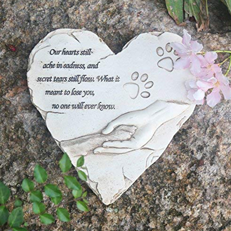 Piedra conmemorativa en forma de corazón para mascotas, marcador de tumba para perro o gato, piedra de jardín para Patio trasero al aire libre, Patio o césped, para la pérdida de perros