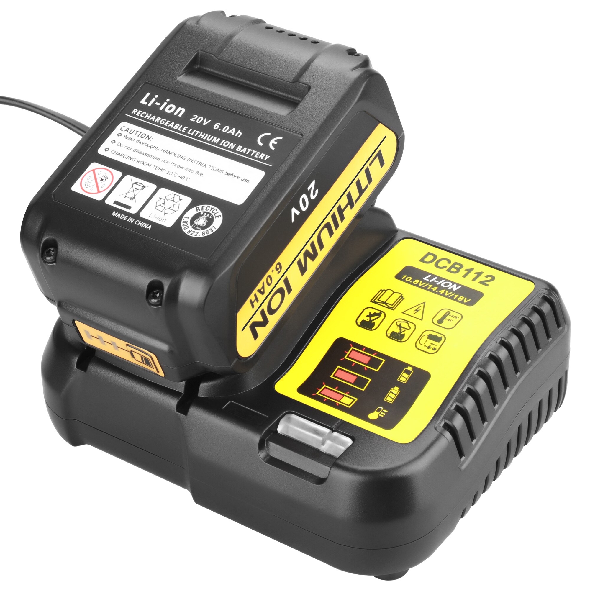 Dcb 200 20v 6ah udskifteligt li-ion batteri kompatibelt med dewalt 18 volt max xr elværktøj lithium batterier