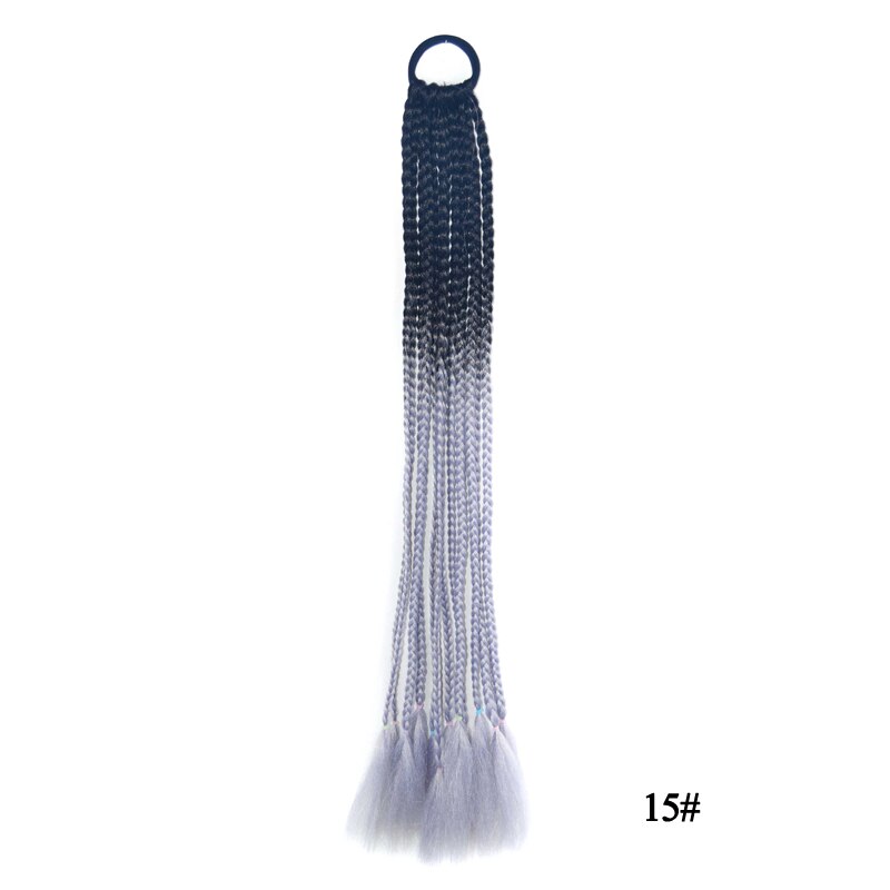 Queue de cheval synthétique colorée boîte droite tresse avec bande élastique queue de poney Extensions de cheveux accessoires de cheveux pour les femmes: 15