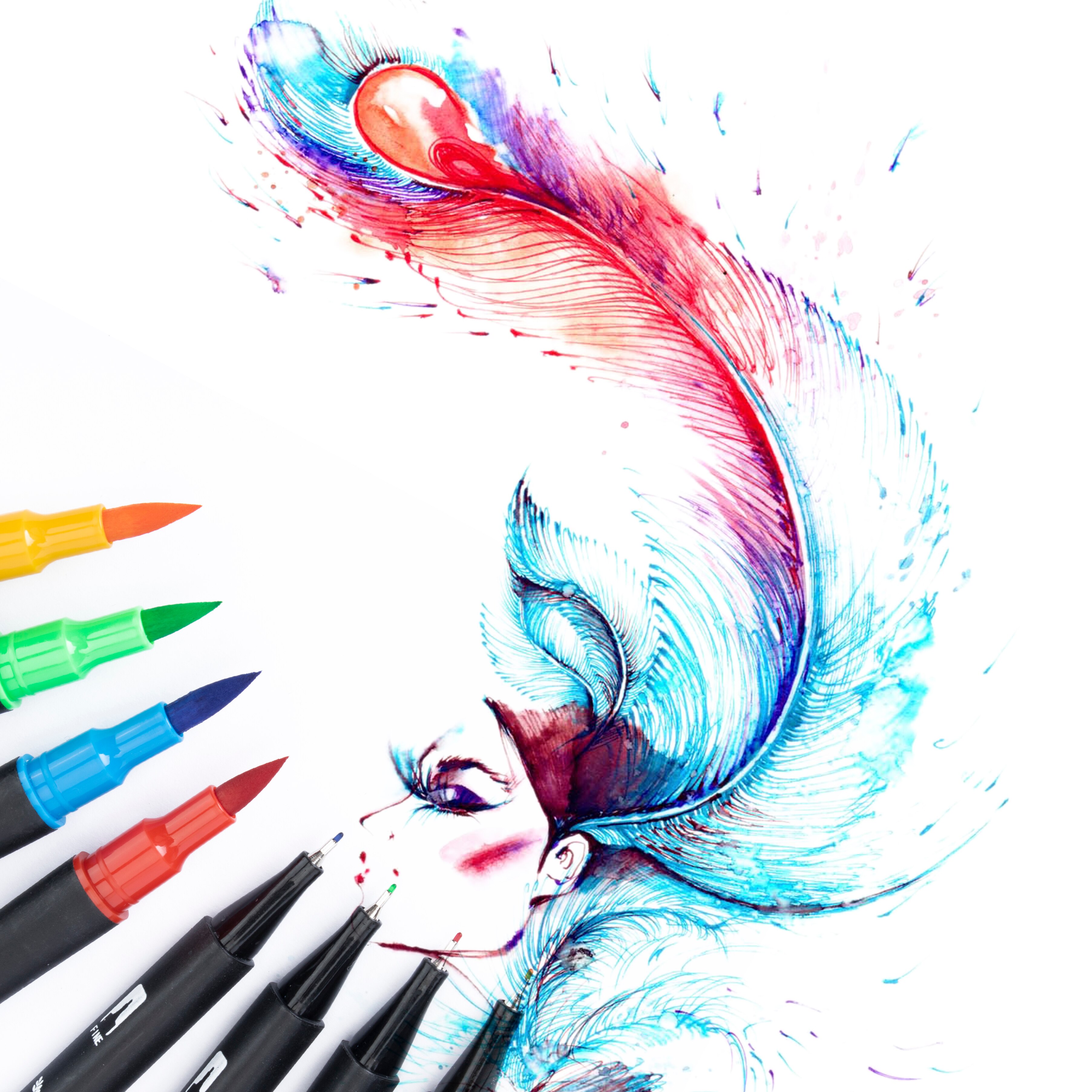 100 farver dobbelt tip kunst børste markør penne akvarel fineliner maleri tegning papirvarer effekt god til farvning af manga tegneserie