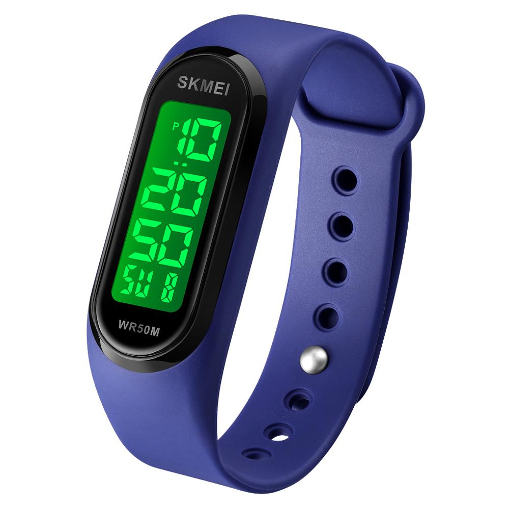 Simple Women Sports Watch Luminous Bracelet SKMEI Women Silicone Electronic Digital Watches 50M Watchproof Watch Ladies: blue-black