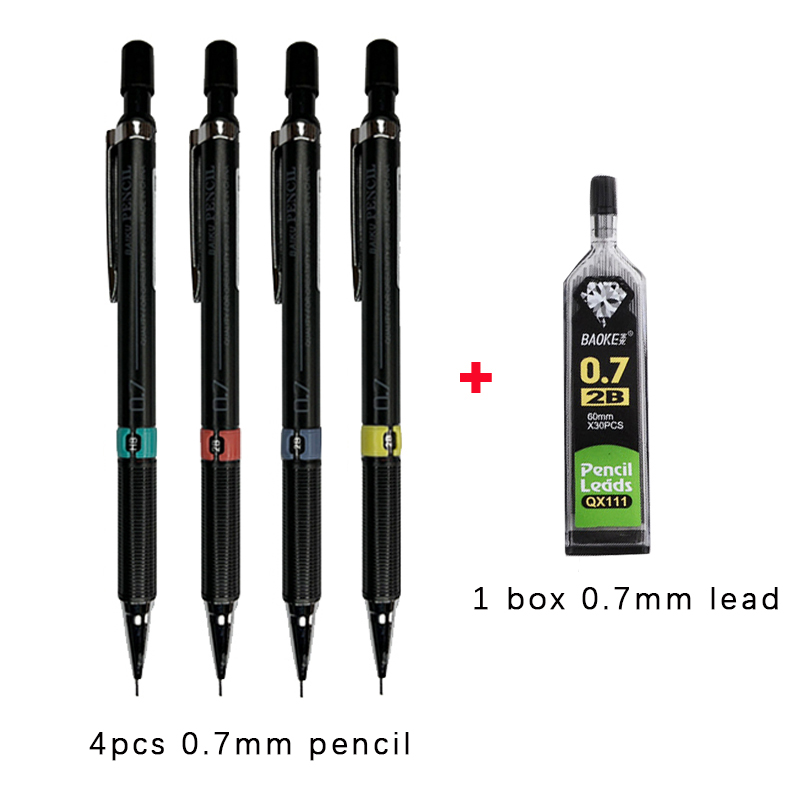 Lápiz mecánico con juego de cables, lápices automáticos para estudiantes con de borrador, suministros de escritura y pintura escolar, 0,3/0,5/0,7/0,9mm: Verde