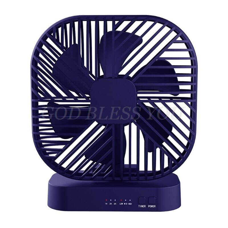 Magnetic USB Fan USB or AA Battery Powered Desk Fan with 3 Speed Timing Function: Blue Standard