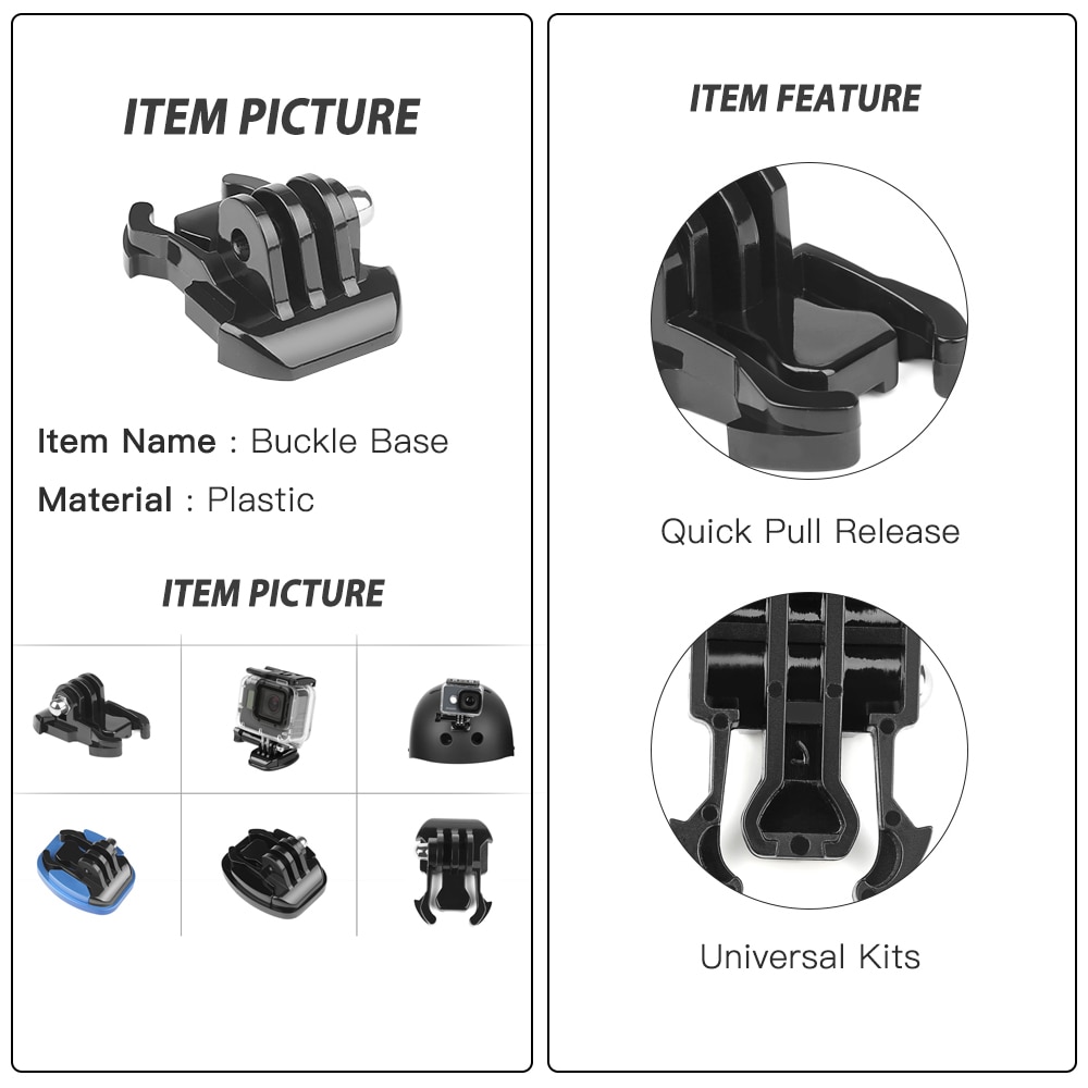 SHOOT-conjunto de accesorios para casco frontal, soporte de Base de hebilla en forma de J para GoPro Hero 9 8 7 5 Xiaomi Yi 4K SJCAM Go Pro